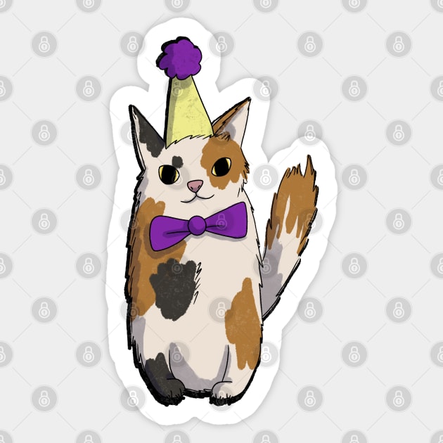 Birthday cat Sticker by annoyingarts